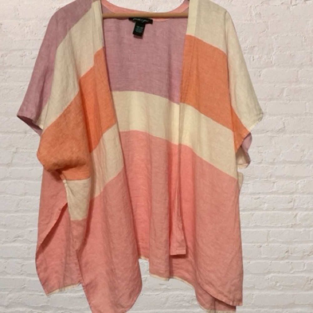 Faith & Zoe linen Kimono in cream,Pink,lavender & tangerine ONE SIZE